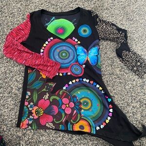 Desigual long sleeve asymmetrical top